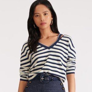 Veronica Beard Jeans - Herbie slit neck striped sweater